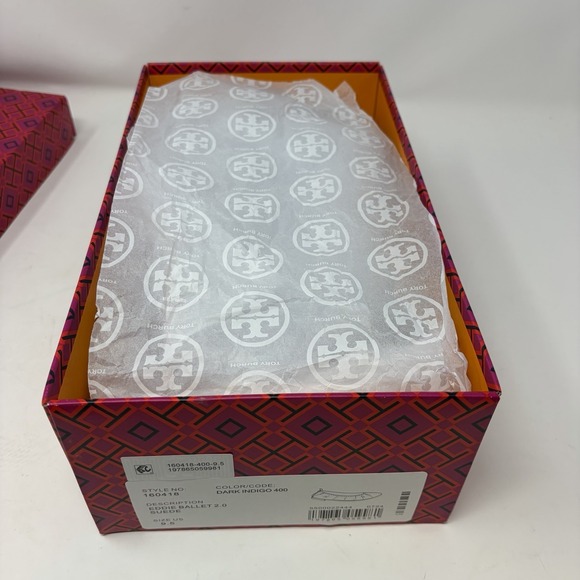 Tory Burch Eddie Ballet 2.0 Suede Flats Dark Indigo 400 Womens Size 9.5 NIB - Picture 8 of 8
